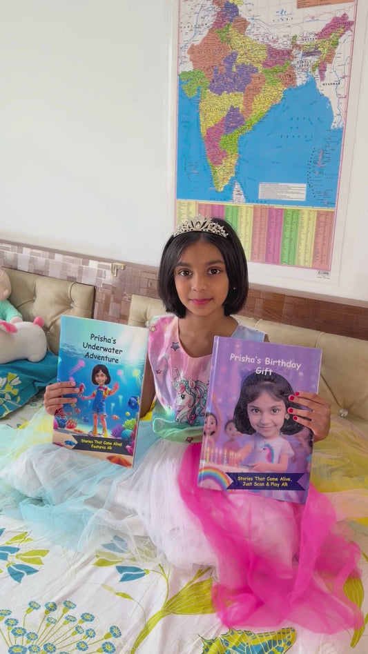 Personalised birthday gift AR storybook for kids — child's name 
and face in the story, augmented reality magic by ARXprints